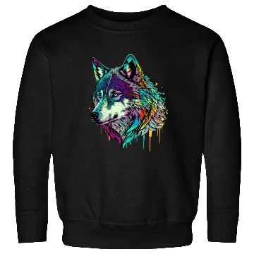 Discover Vibrant Psychedelic Wolf Illustration Sweatshirts