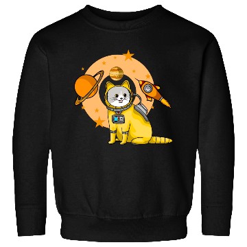 Discover Cat Cute Surprised Pet in Space planet Kitty Sweatshirts