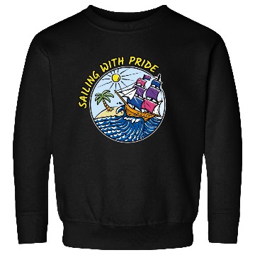Discover LGBTQ Sailing Ship with Bisexual Flag, Vacation Sweatshirts
