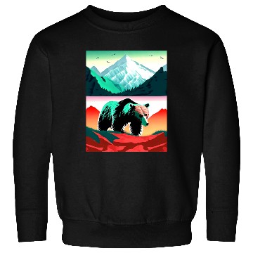 Discover Bear and Mountains Nature Art Sweatshirts