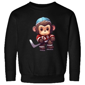 Discover Monkey Playing Ice Hockey, Athletic Animal Design Sweatshirts
