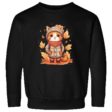 Discover Autumn Cat Nature Leaves Season Sweatshirts