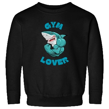 Discover Blue Illustrated Shark Gym Lover Sweatshirts