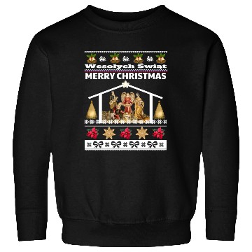 Discover Polish Wesolych Swiat Nativity Scene Jesus Born Sweatshirts