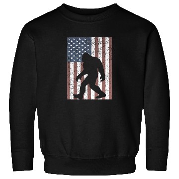 Discover Bigfoot Sasquatch American Flag USA Sweatshirts