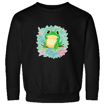 Discover Cute Little Tree Frog on a Floral background Sweatshirts