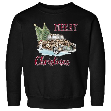 Discover Merry Christmas Leopard Print Truck Sweatshirts