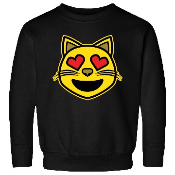 Discover Heart Eyes Smiling Cat Face Funny Feline Lover Sweatshirts