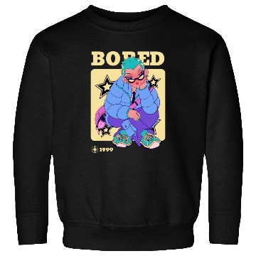 Discover Black Cream Blue Y2K Anime Illustrated Bored Sweatshirts