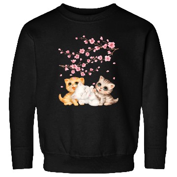 Discover Kitten Lover Japanese Cherry Blossom Cat Art Sweatshirts