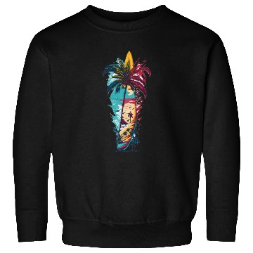 Discover Surfing board summer waves Sweatshirts