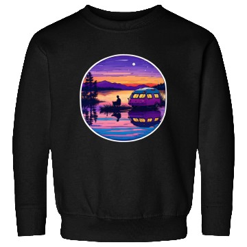 Discover A Camper Enjoying A Peaceful Lakeside Sweatshirts