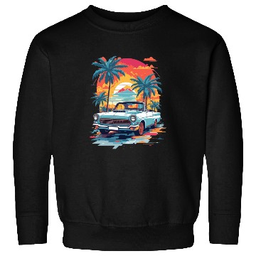 Discover Retro classic car in Miami street Sweatshirts