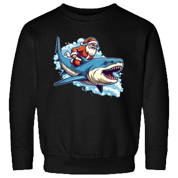 Discover Santa Claus riding a shark Sweatshirts