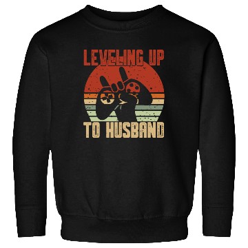 Discover Retro Leveling Up To Husband Est 2023 Promoted Sweatshirts