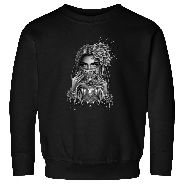 Discover skull mask and peony flower Sweatshirts