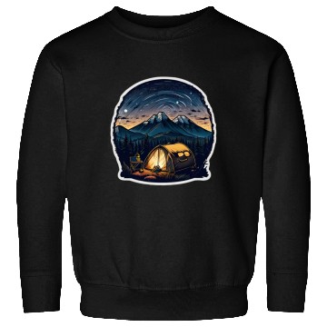 Discover A Camper Sitting By A Campfire Sweatshirts