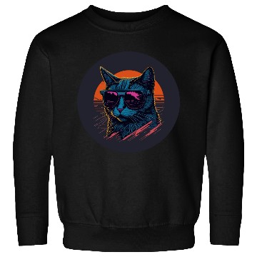 Discover Synthwave Cat art Sweatshirts