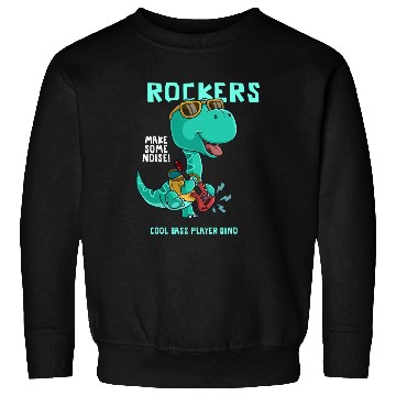 Discover ROCKERS MAKE SOME NOISE COOL BASS PLAYER DINO Sweatshirts