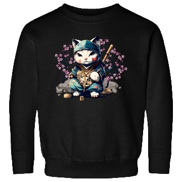 Discover Samurai Cat Anime Kawaii Japanese Style Sweatshirts