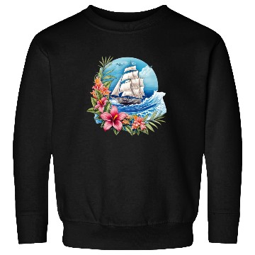 Discover Sailing Ship Sailing Orchids Flowers Sailboat Sweatshirts