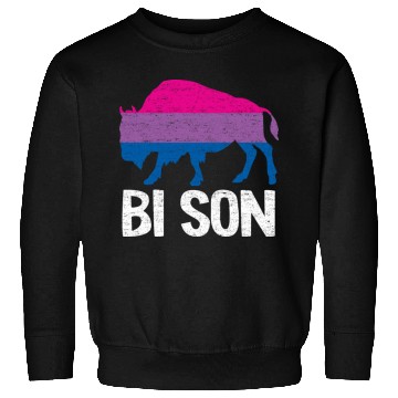 Discover Bi Son Lgbbt Flag Bisexual Bison Funny Bi Pride Sweatshirts