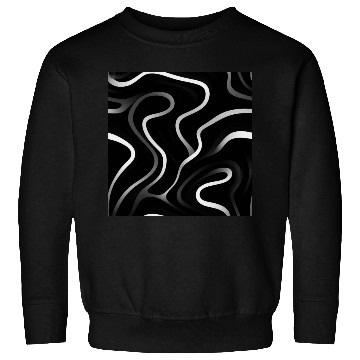 Discover Monochrome Elegance: White Abstract Lines on Black Sweatshirts