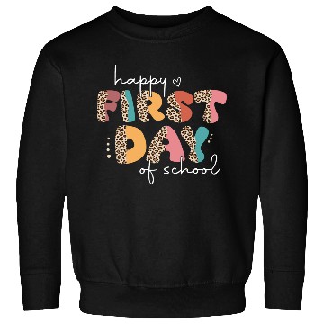 Discover Leopard Happy First Day of School Teacher Retro Sweatshirts