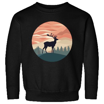 Discover Deer Silhouette Emerald Forest Wanderlust Design Sweatshirts