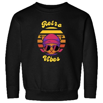 Discover Black Coloful Sunset Cat Retro Vibes T-shit. Sweatshirts