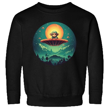 Discover UFO Abduction of a Monkey by an Alien Sweatshirts
