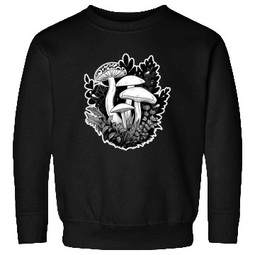 Discover Black and White Enchanted Mushrooms Sweatshirts