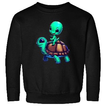 Discover Alien Riding a Turtle Sweatshirts