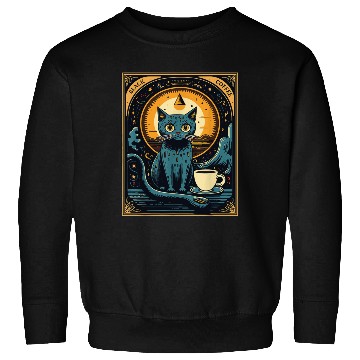 Discover Black Coffee Cat Tarot Card Occult Sweatshirts