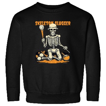 Discover Skeleton Slugger Halloween Sweatshirts