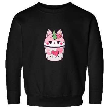 Discover Cat Strawberry Milk Shake Kawaii Sweatshirts