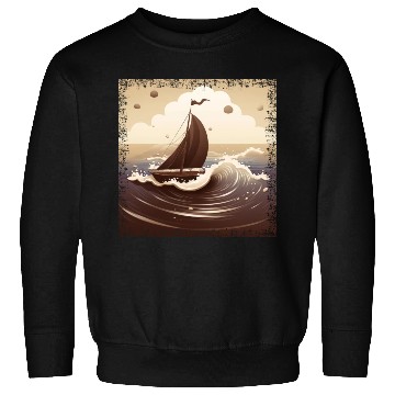 Discover Chocolate Brown Dinghy on Rough Seas Sweatshirts