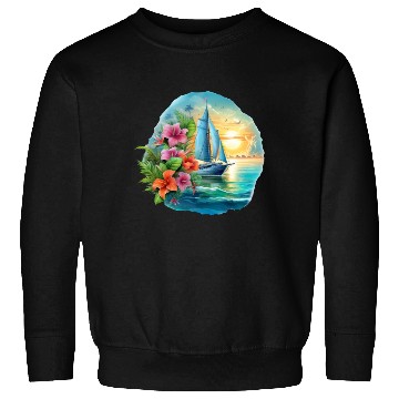 Discover Sailing Ship Sailing Orchids Flowers Sailboat Sweatshirts