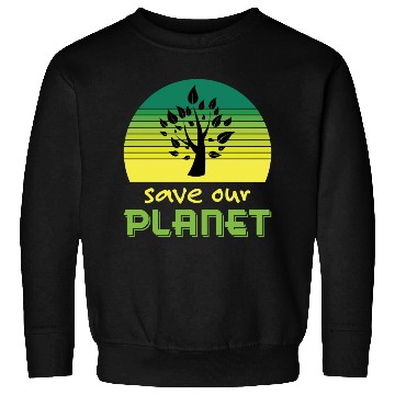 Discover Save Our Planet Retro Sunset Green Sweatshirts