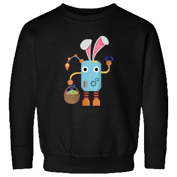 Discover Easter Bunny Robot Eggs Hunting Basket Rabbit Sweatshirts