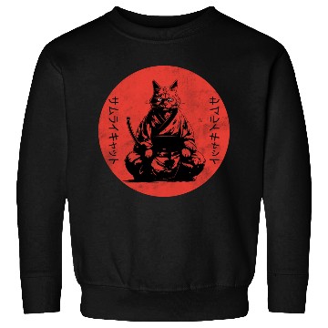 Discover Wise Calm Vintage Retro Japanese Kitty Samurai Cat Sweatshirts