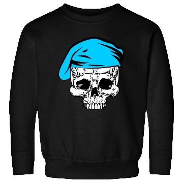 Discover Skeleton skull blue beret military Sweatshirts