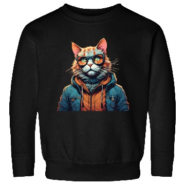 Discover Vintage Cat In Modern Clothes Sweatshirts