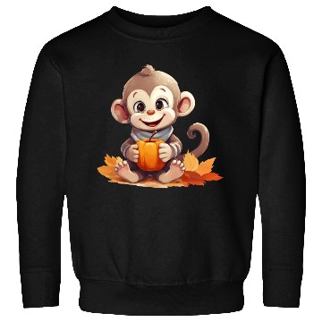 Discover Autumnal Monkey with Pumpkin and Apple Sweatshirts