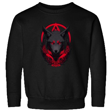 Discover Red and Black Wolf Head with Fiery Eyes Sweatshirts