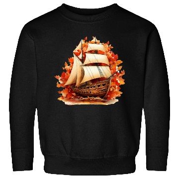 Discover Autumn Sailing: Sailboat Amidst Falling Leaves Sweatshirts