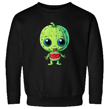 Discover Green Alien & Watermelon: A Galactic Fusion Sweatshirts