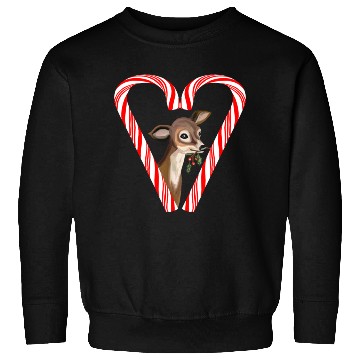 Discover Baby Deer Peeking from Candy Cane Heart Sweatshirts