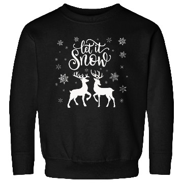 Discover Let It Snow With Deer And Snowflakes Sweatshirts