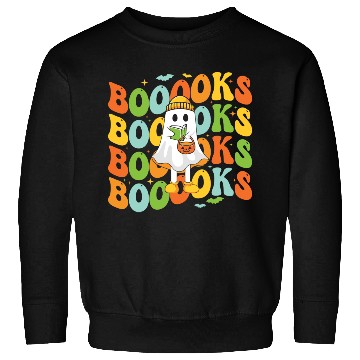 Discover Booooks Cute Ghost Reading A Book Funny Book Lover Sweatshirts